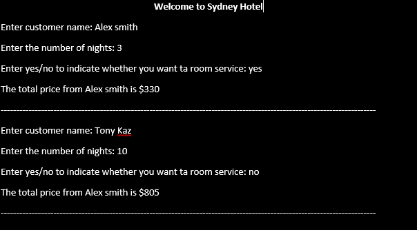 customer details of sydney hotel 